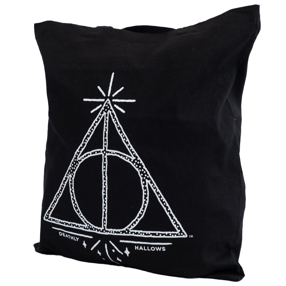 Black-White - Side - Harry Potter Deathly Hallows Canvas Tote Bag