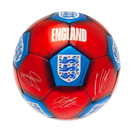 Red-Blue-White - Front - England FA Signature Metallic Training Ball