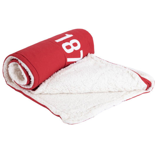 Red-White - Front - Manchester United FC Core Sherpa Fleece Stripe Blanket