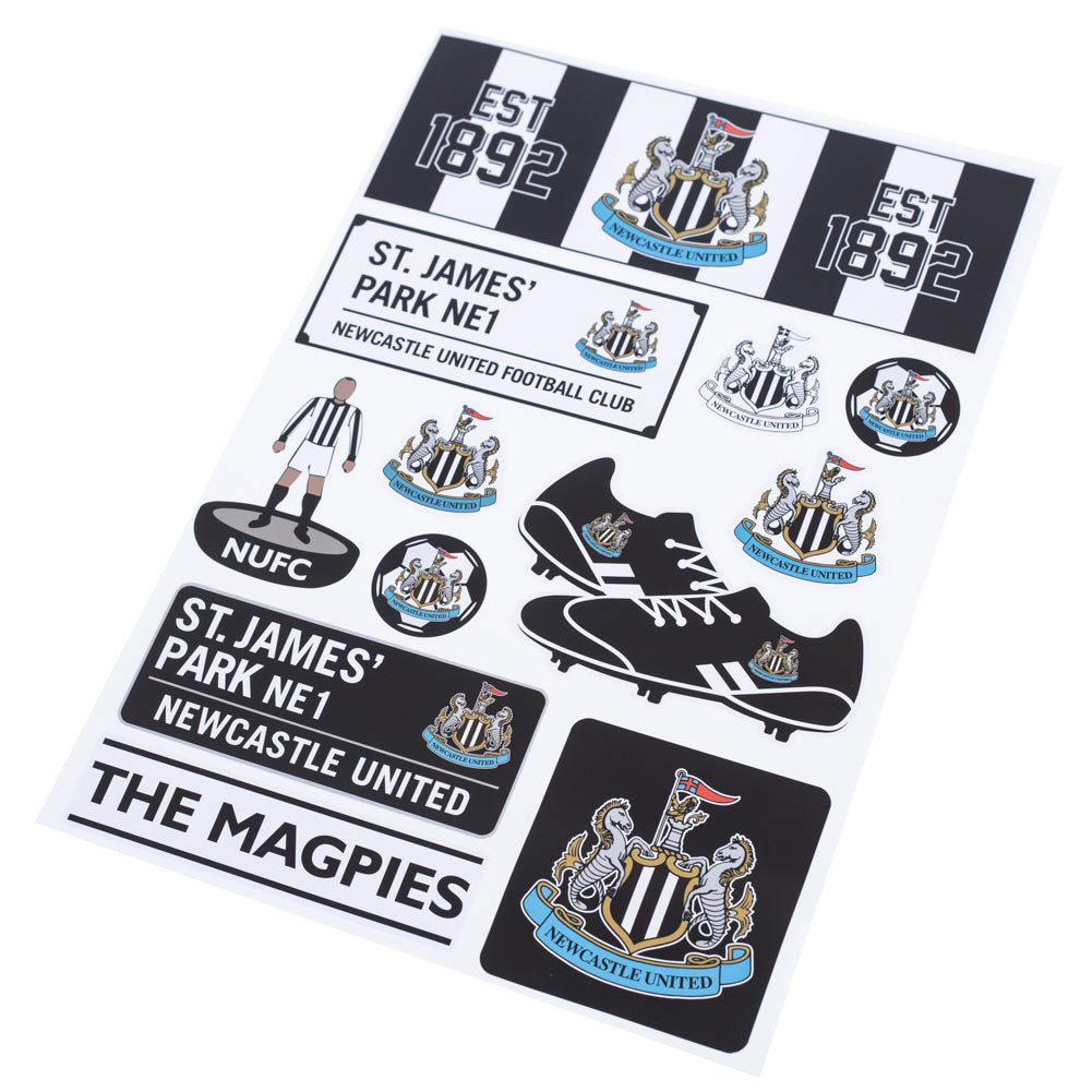 White-Black - Back - Newcastle United FC Assorted Designs A4 Stickers Set (Pack of 12)