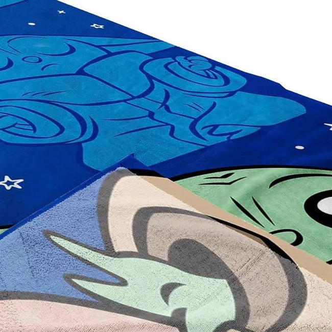 Royal Blue-Green-Brown - Side - Star Wars: The Mandalorian Grogu Baby Yoda Beach Towel