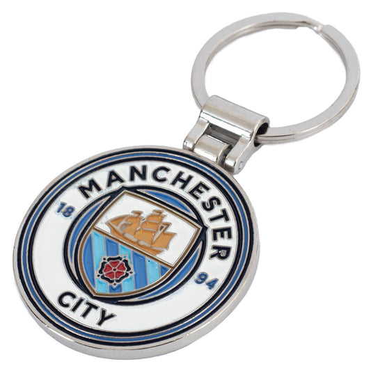 Blue-Silver - Front - Manchester City FC Executive Crest Keyring