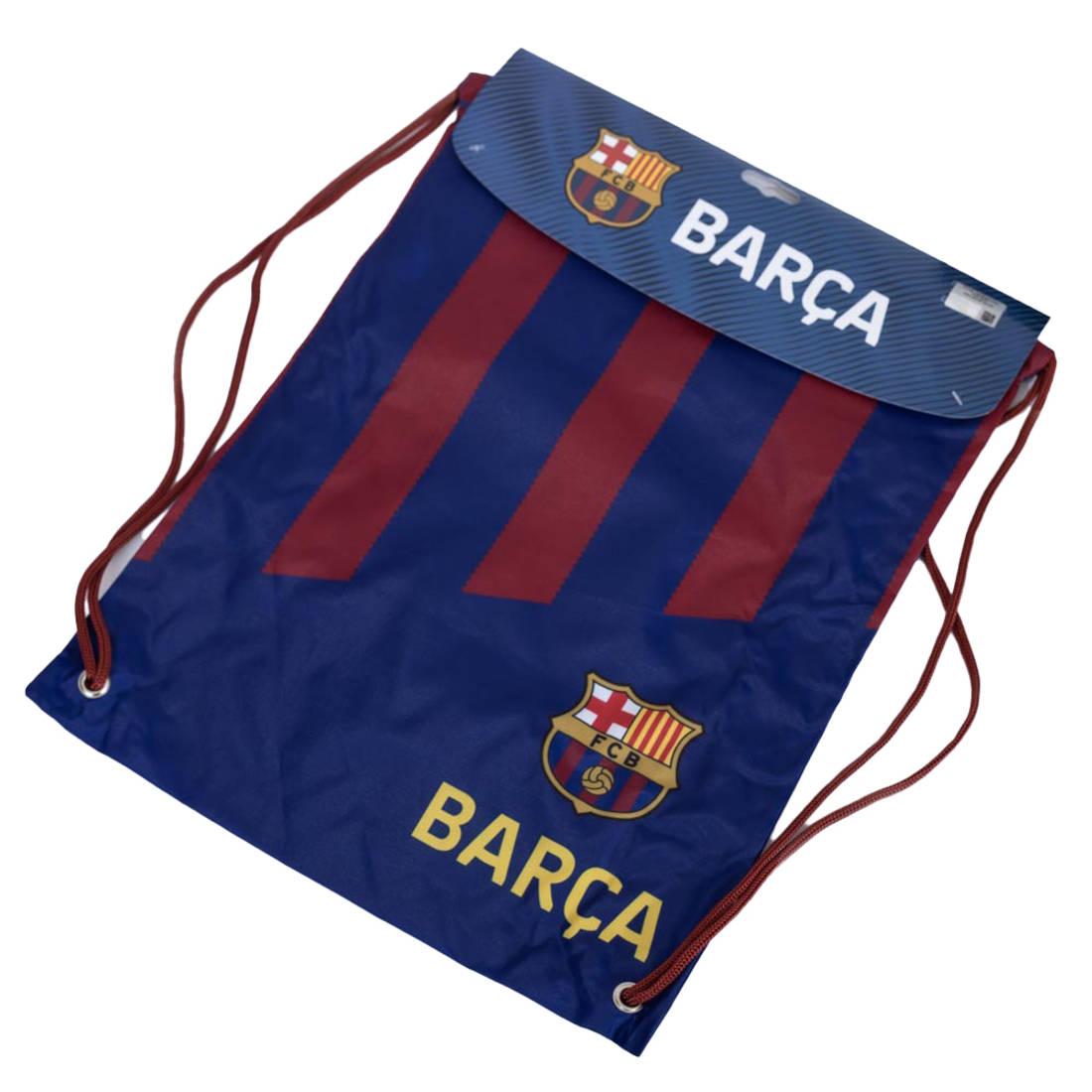 Burgundy-Blue-Gold - Back - FC Barcelona Stripe Drawstring Bag