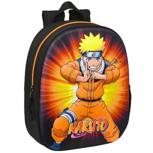 Black-Orange - Front - Naruto Logo Polyester Backpack