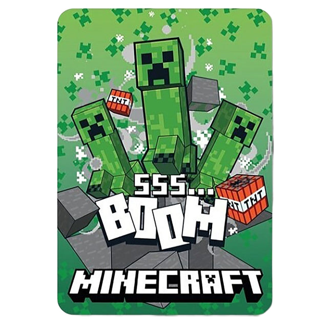 Vibrant Green-White - Front - Minecraft Boom Fleece Blanket