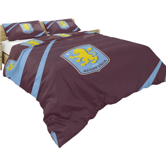 Claret-Sky Blue - Front - Aston Villa FC Reversible Crest Duvet Cover Set