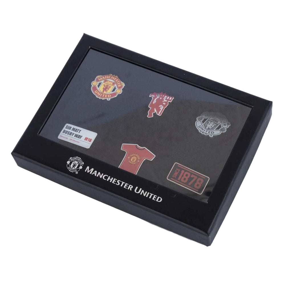 Multicoloured - Side - Manchester United FC Alloy Badge Set (Pack of 6)