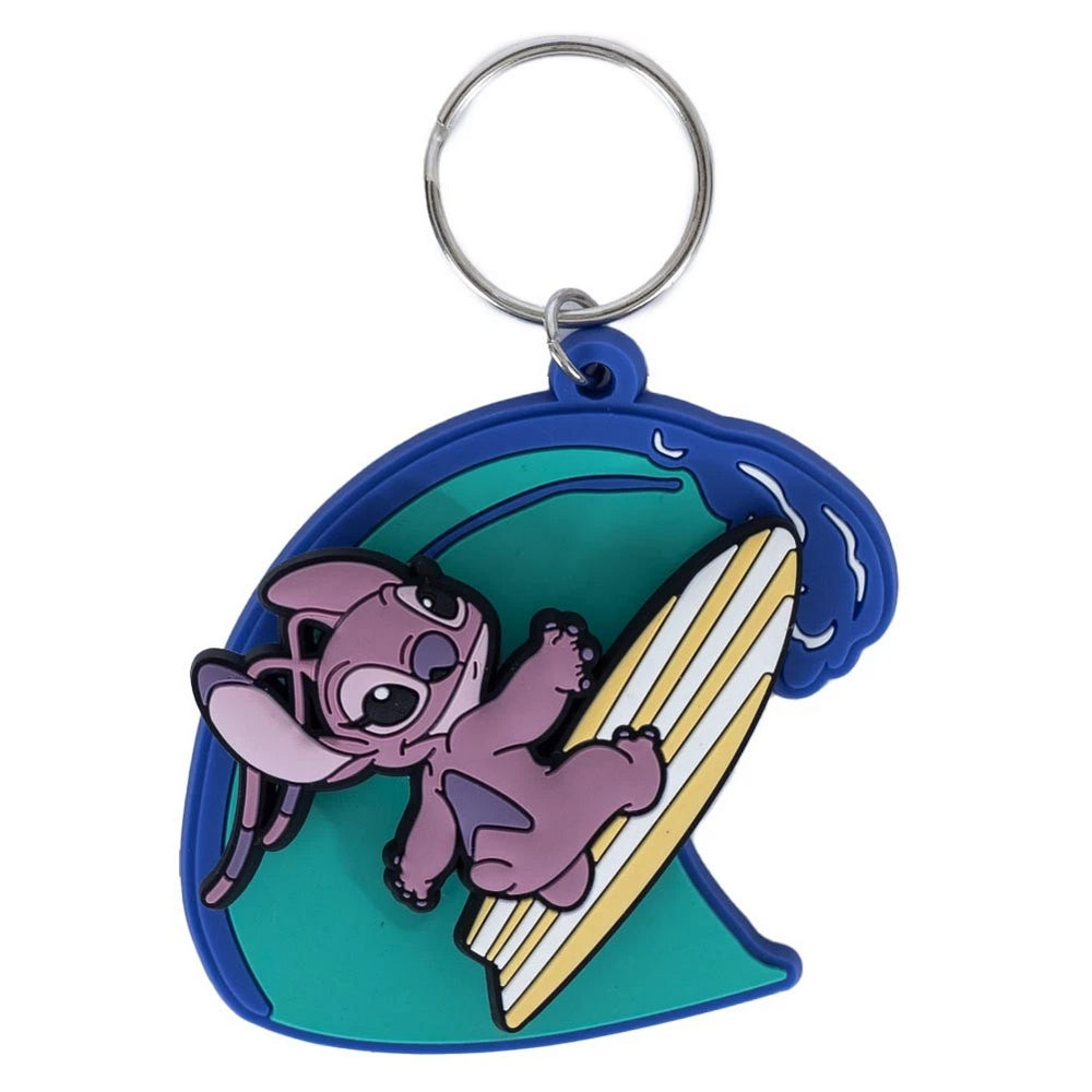 Blue-Pink - Side - Lilo & Stitch Surf PVC Angel Keyring