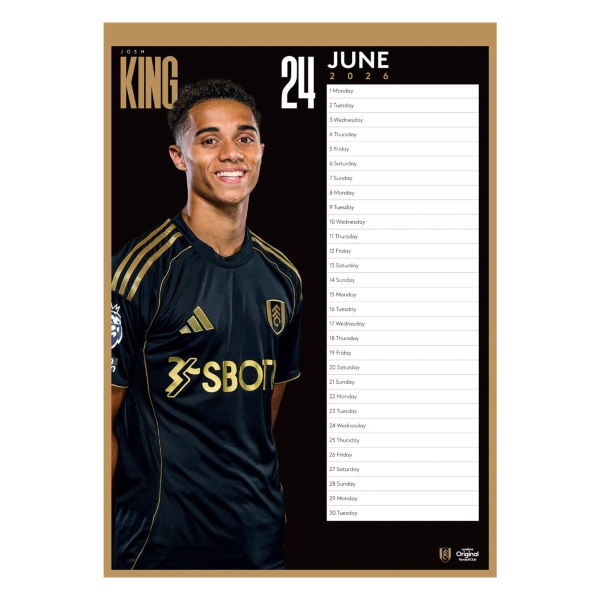 Multicoloured - Side - Fulham FC 2026 A3 Wall Calendar