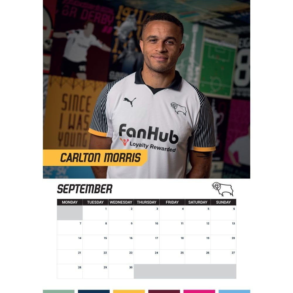 Multicoloured - Side - Derby County FC 2026 A3 Wall Calendar