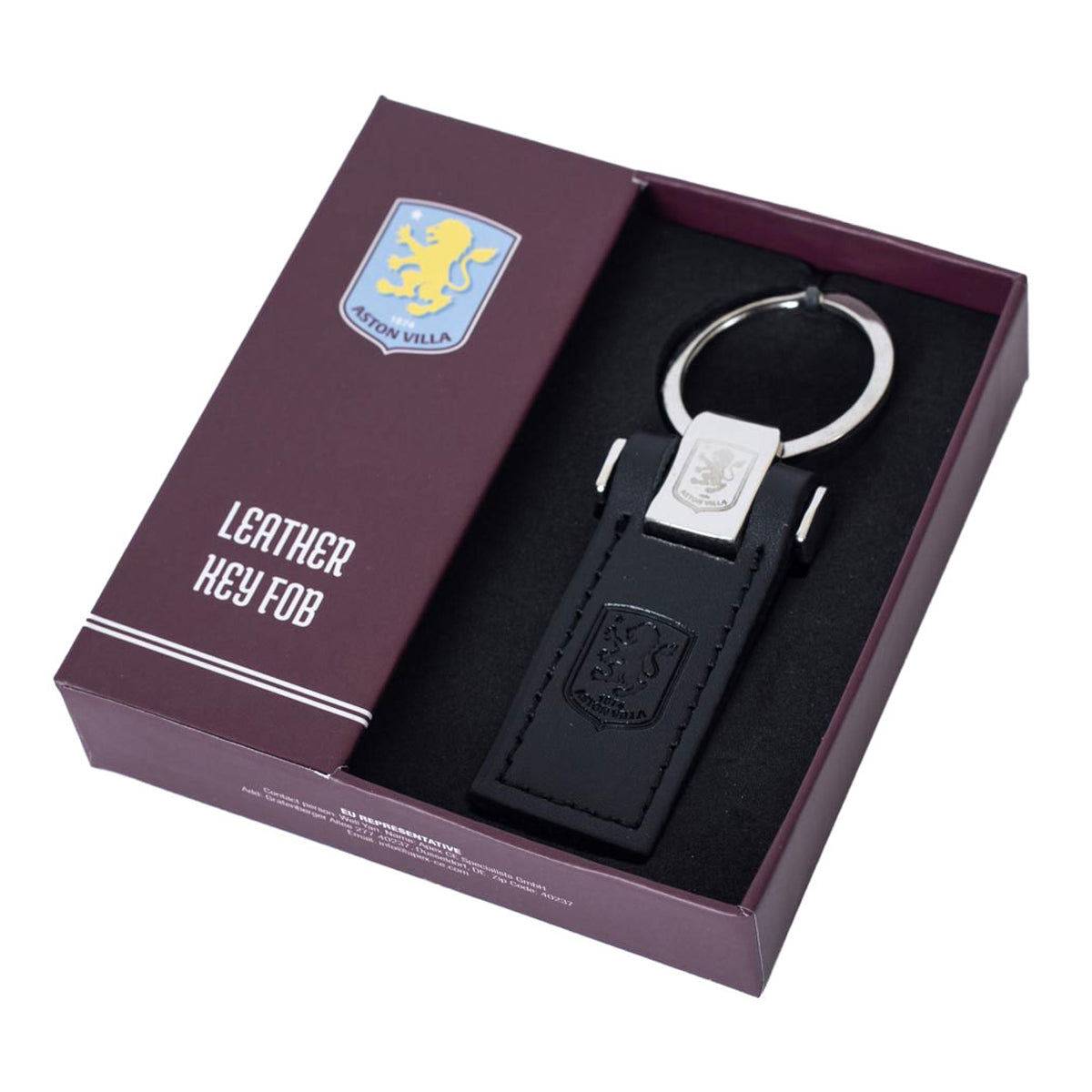Black-Silver - Side - Aston Villa FC Leather Keyring