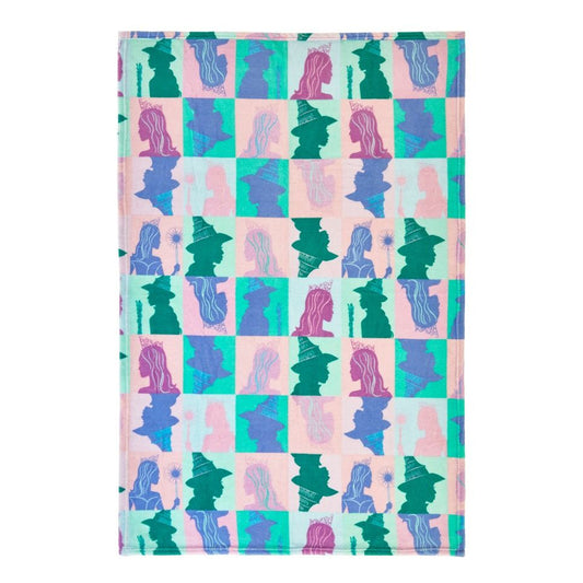 Pink-Green-Blue - Front - Wicked: For Good Fleece Elphaba and Glinda Blanket