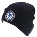 Navy - Front - Chelsea FC Official Adults Unisex Turn Up Knitted Hat