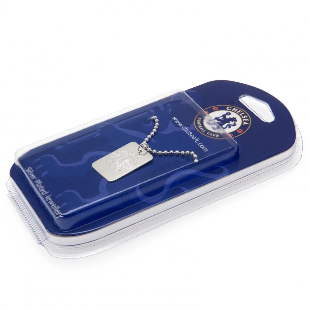 Silver - Back - Chelsea FC Silver Plated Dog Tag And Chain
