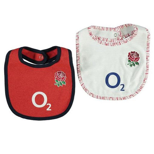 Red-White - Back - England RFU Baby Bibs (Pack Of 2)