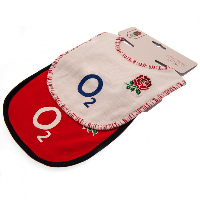 Red-White - Side - England RFU Baby Bibs (Pack Of 2)
