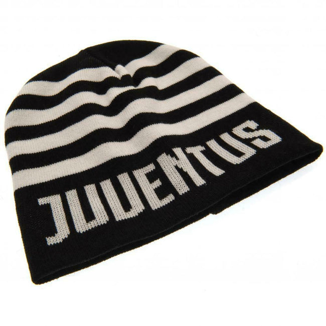 Black-White - Back - Juventus FC Striped Beanie