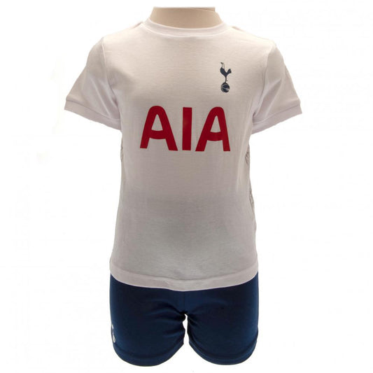 White-Navy - Front - Tottenham Hotspur FC Childrens-Kids T-Shirt & Shorts Set