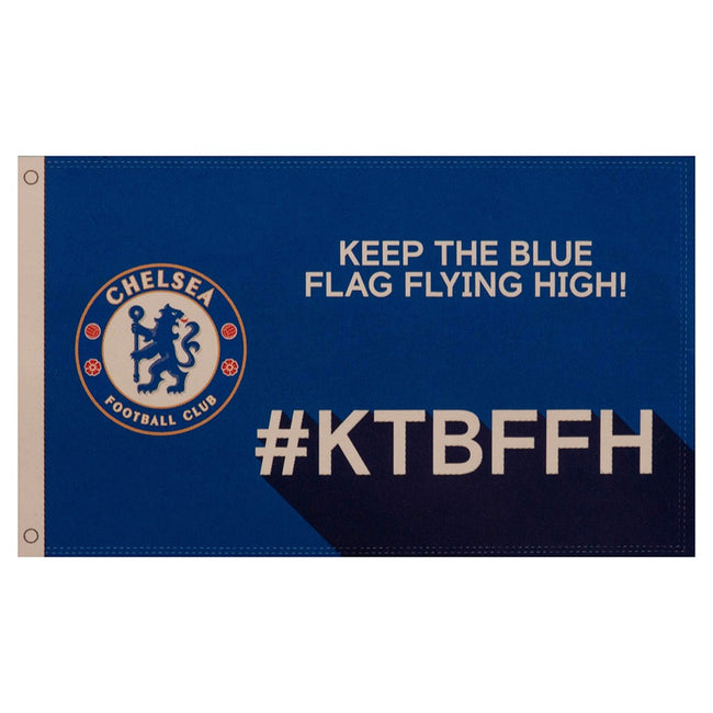 Blue-Black-White - Back - Chelsea FC Keep The Blue Flag Flying High Slogan Flag