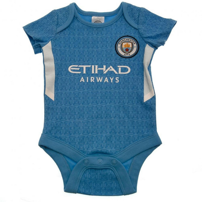 Blue-White - Back - Manchester City FC Baby Crest Bodysuit (Pack of 2)