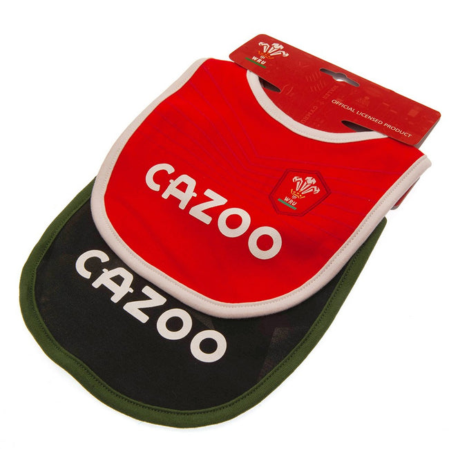 Red-Black-Green - Back - Wales RU Baby Bibs Set (Pack of 2)