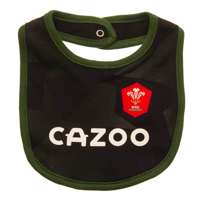 Red-Black-Green - Side - Wales RU Baby Bibs Set (Pack of 2)