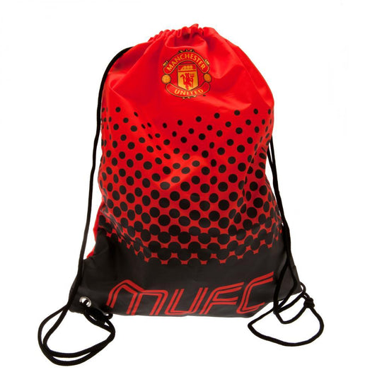 Red-Black - Front - Manchester United FC Crest Drawstring Bag