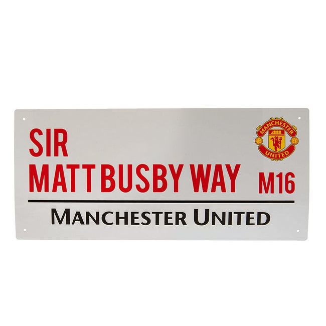 White-Red-Black - Front - Manchester United FC Sir Matt Busby Way Street Sign