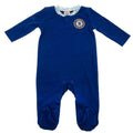 Royal Blue-White - Front - Chelsea FC Baby Crest Long-Sleeved Sleepsuit
