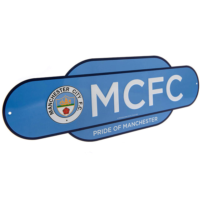 Sky Blue-White - Side - Manchester City FC Retro Hanging Sign