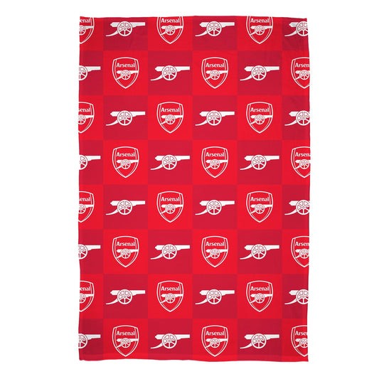 Red-White - Front - Arsenal FC Polyester Checkered Fleece Blanket