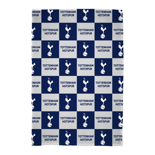 Navy-White - Front - Tottenham Hotspur FC Polyester Checkered Fleece Blanket