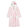 Pink-White - Front - Hello Kitty Womens-Ladies 3D Ears Borg Embroidered Dressing Gown