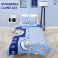 Multicoloured - Side - Manchester City FC Reversible Crest Duvet Set