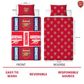 Multicoloured - Pack Shot - Arsenal FC Gunners Reversible Crest Duvet Set