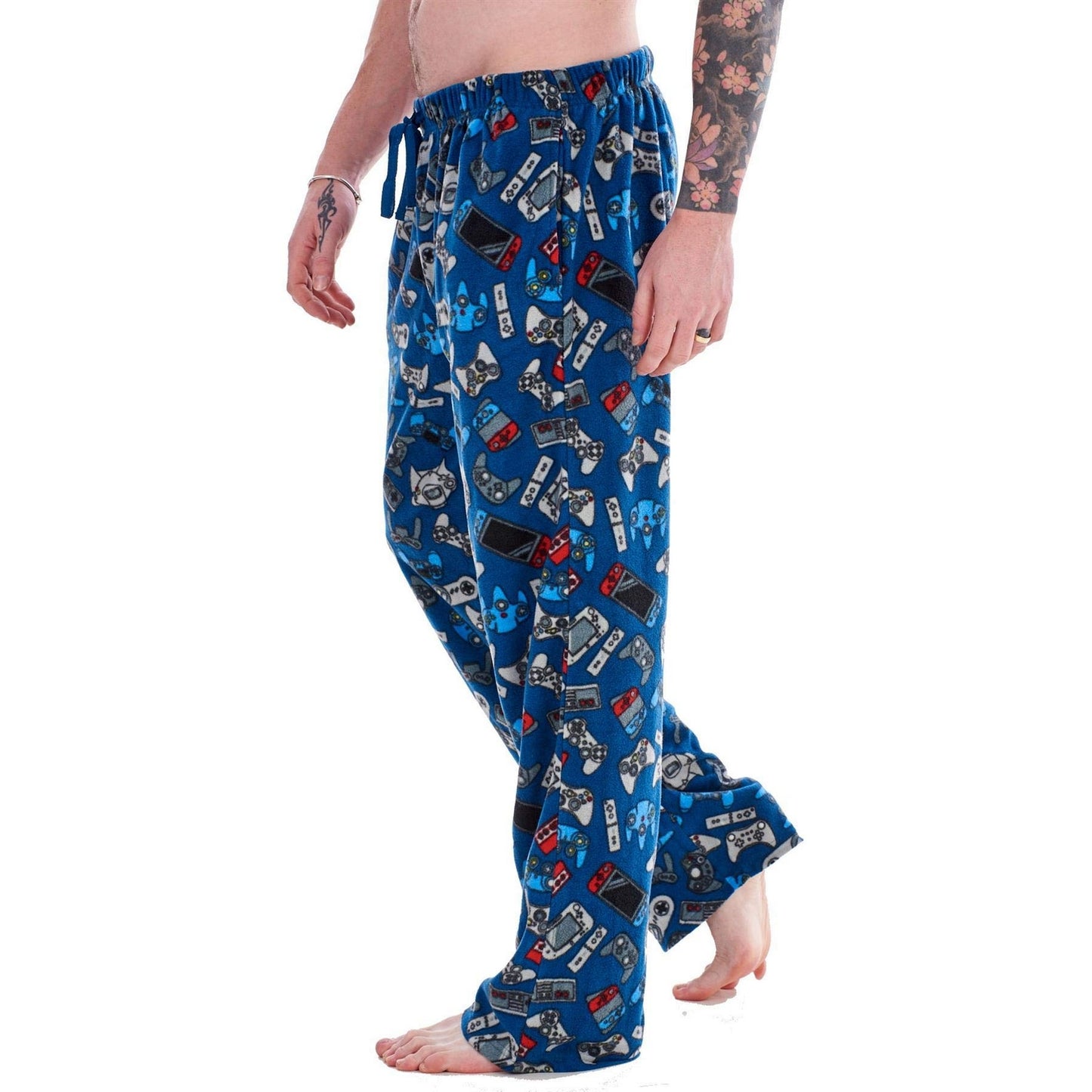 Blue-Black - Side - Keanu Mens Gamer Pyjama Bottoms (Pack of 2)