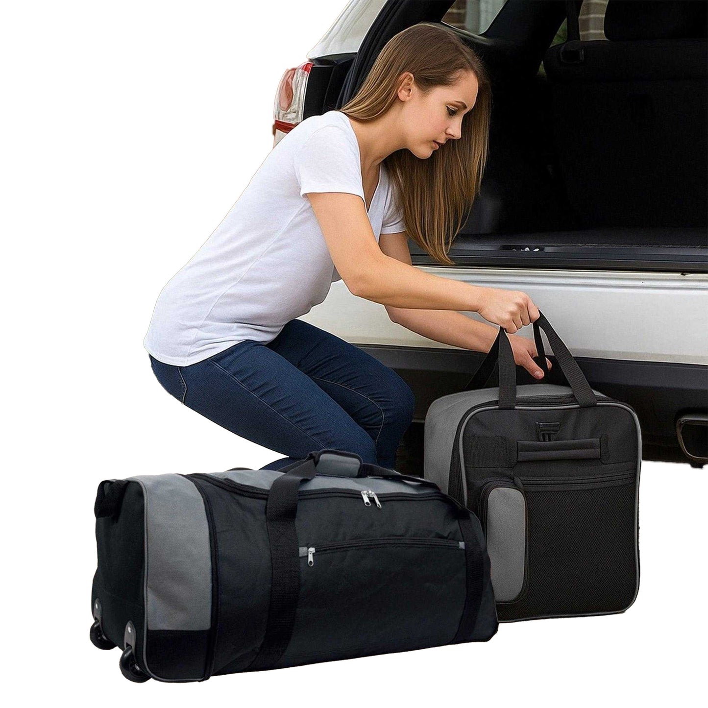 Black-Grey - Back - Public Dealz Lightweight 80L Wheeled Duffel Bag