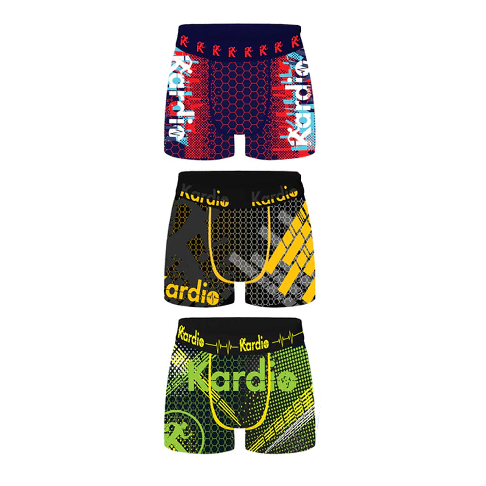 Navy - Side - Kardio Mens Geometric Performance Boxer Shorts (Pack of 6)