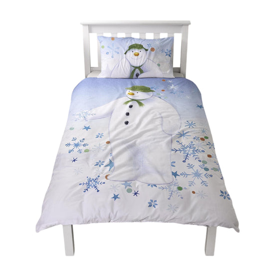 White-Blue - Front - The Snowman Winter Sun Christmas Reversible Duvet Cover Set
