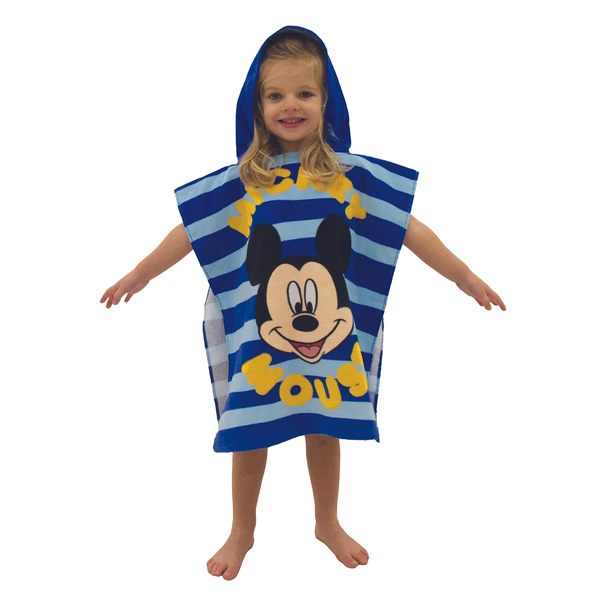 Blue-Yellow - Side - Disney Childrens-Kids Mickey Mouse Hooded Towel