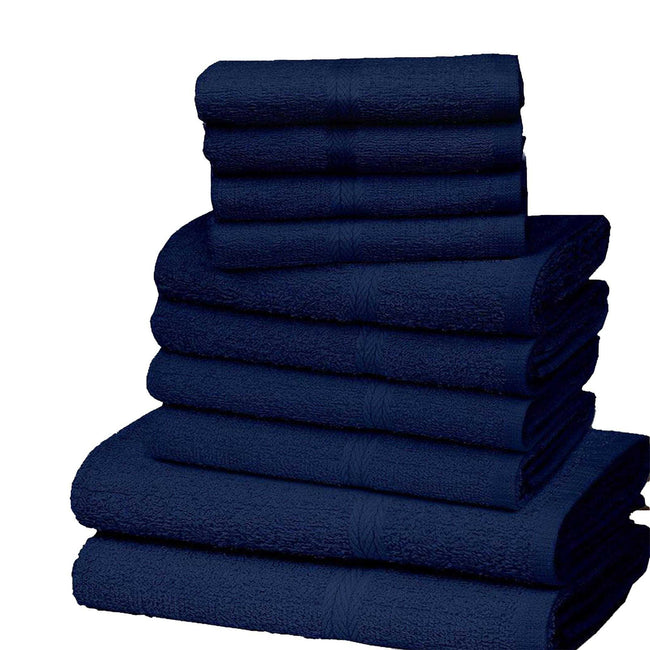 Navy - Front - K Collection Egyptian Cotton Towel Set (Pack of 10)