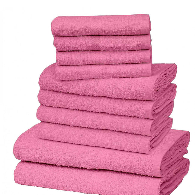 Pink - Front - K Collection Egyptian Cotton Towel Set (Pack of 10)