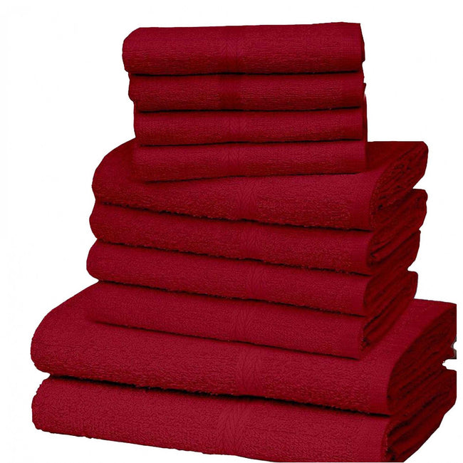 Red - Front - K Collection Egyptian Cotton Towel Set (Pack of 10)