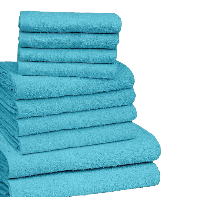 Teal - Back - K Collection Egyptian Cotton Towel Set (Pack of 10)