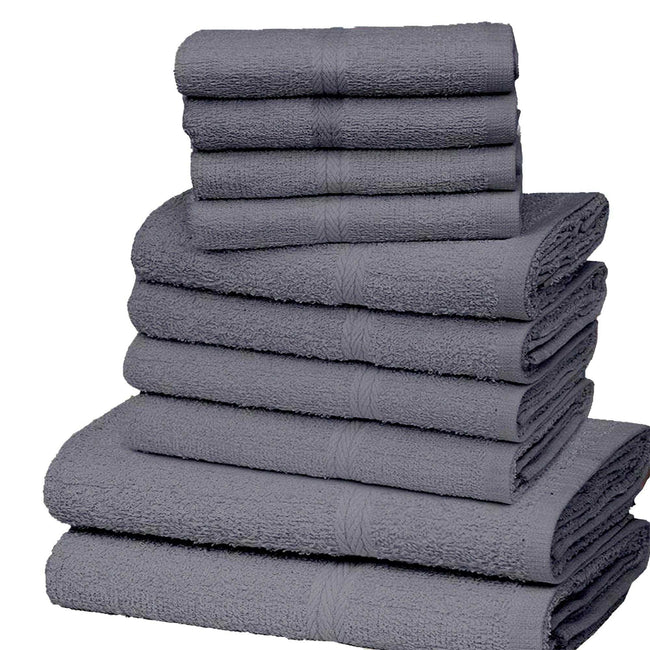 Charcoal - Front - K Collection Egyptian Cotton Towel Set (Pack of 10)