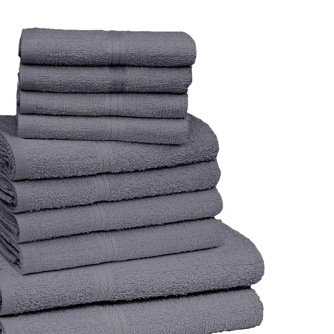 Charcoal - Back - K Collection Egyptian Cotton Towel Set (Pack of 10)