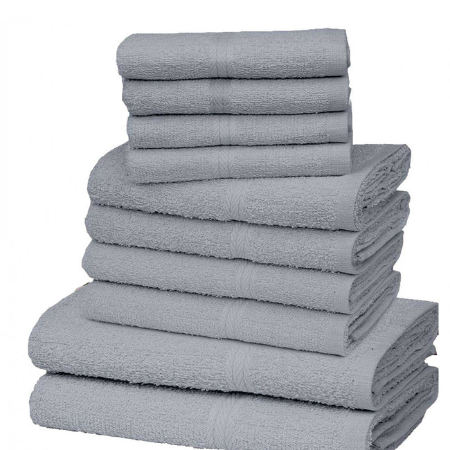 Grey - Front - K Collection Egyptian Cotton Towel Set (Pack of 10)