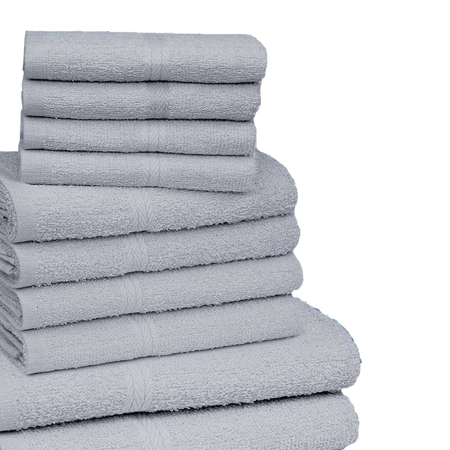 Grey - Back - K Collection Egyptian Cotton Towel Set (Pack of 10)