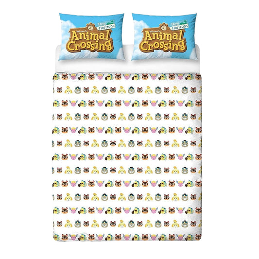 Multicoloured - Front - Animal Crossing Beach Reversible Duvet Set (Pack of 2)