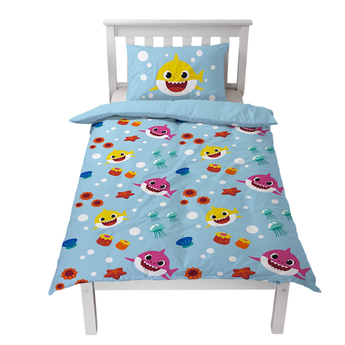 Multicoloured - Close up - Baby Shark Rainbow Reversible Duvet Set
